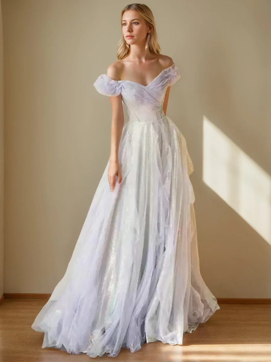 A-Line/Princess Elegant Sweetheart Floor-Length Evening Dresses with Sequins - Image 5