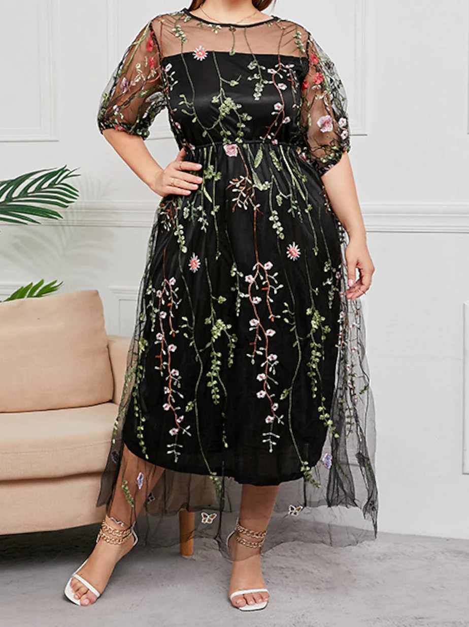 A-Line/Princess Embroidery Tulle Mother of the Bride Dresses - Image 4