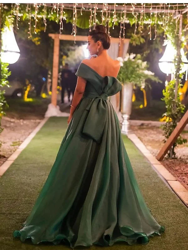 A-Line/Princess Floor-Length One-Shoulder Evening Dresses with Split Side - Image 3