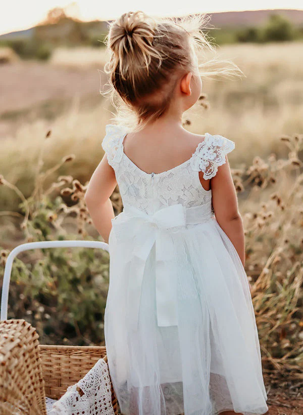 A-Line/Princess Girl Dresses with Sash & Applique - Image 3