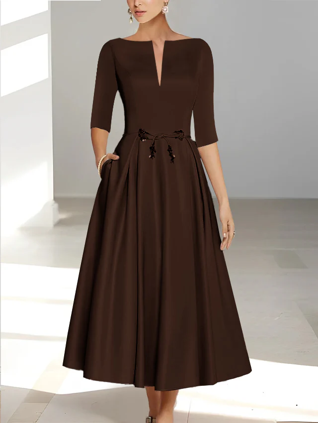 A-Line/Princess Half Sleeves Ankle Length Mother Of The Bride Dresses & Groom With Pockets - Image 13