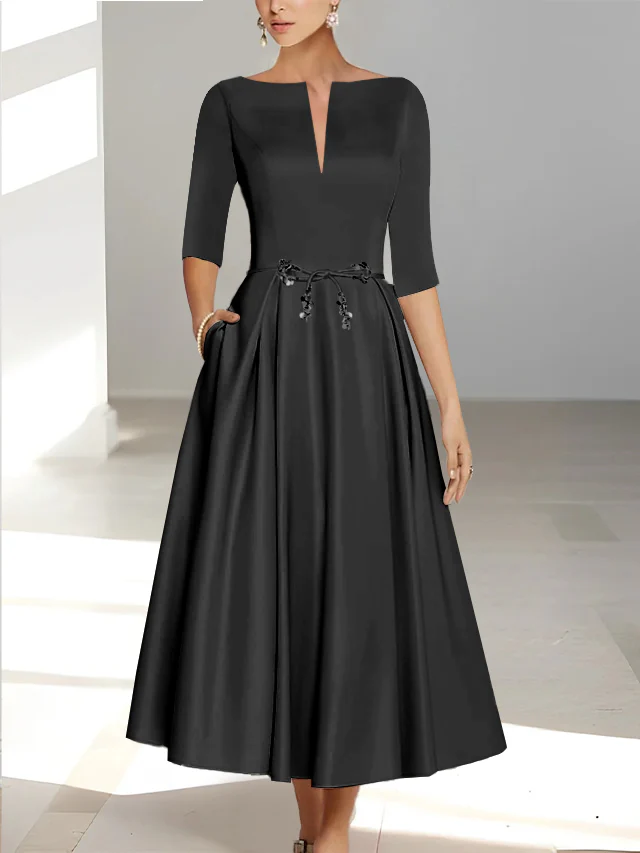 A-Line/Princess Half Sleeves Ankle Length Mother Of The Bride Dresses & Groom With Pockets - Image 4