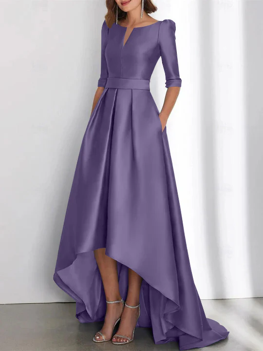 A-Line/Princess Half Sleeves Asymmetrical Mother Of The Bride Dresses With Pockets - Image 54