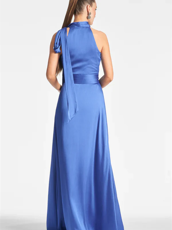 A-Line/Princess Halter Sleeveless Floor-Length Evening Dress - Image 3