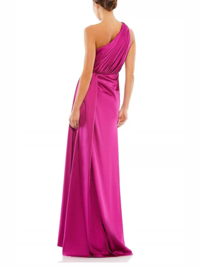A-Line/Princess One Shoulder Floor-Length Evening Dress with High Slit - Image 2