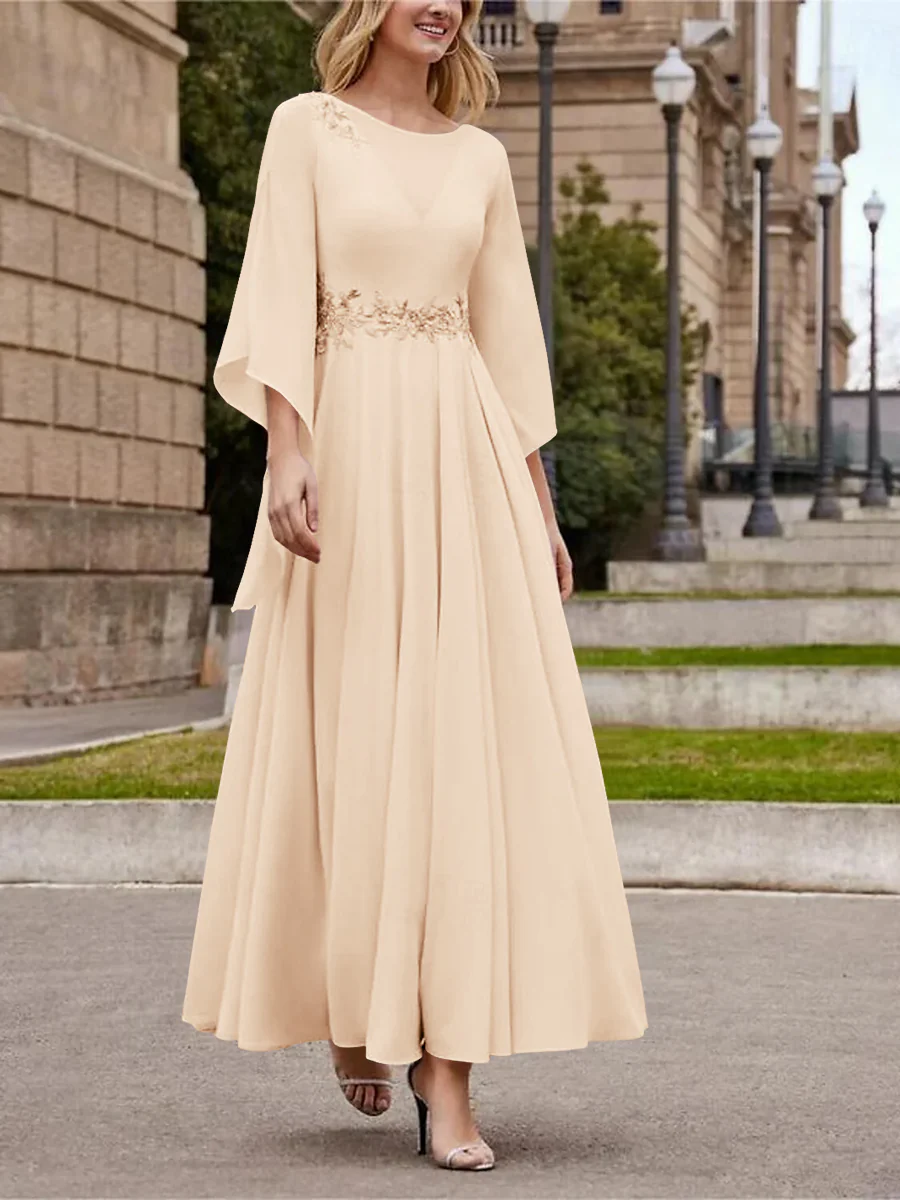 A-Line/Princess Jewel Neck 3/4 Length Sleeve Ankle-Length Mother of the Bride Dresses with Sequins - Image 44