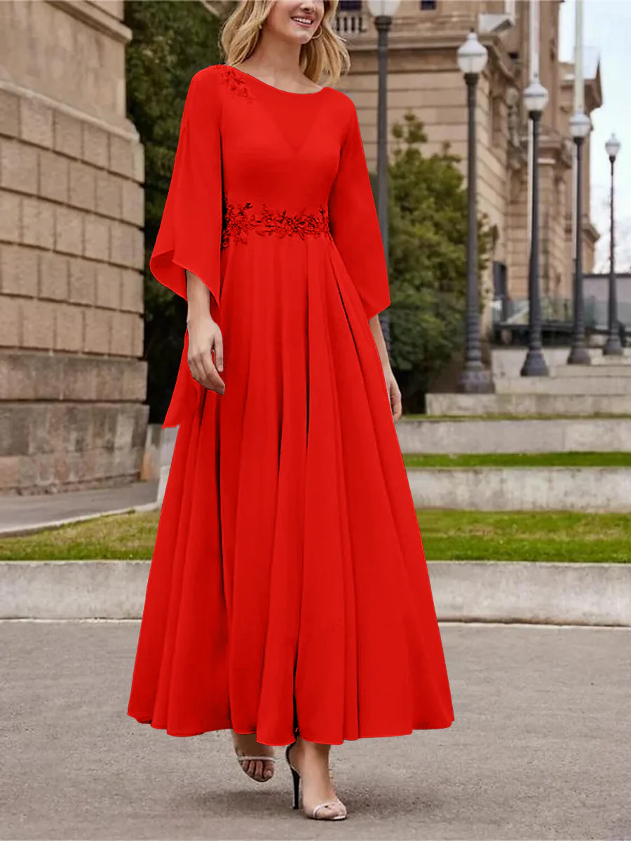 A-Line/Princess Jewel Neck 3/4 Length Sleeve Ankle-Length Mother of the Bride Dresses with Sequins - Image 47
