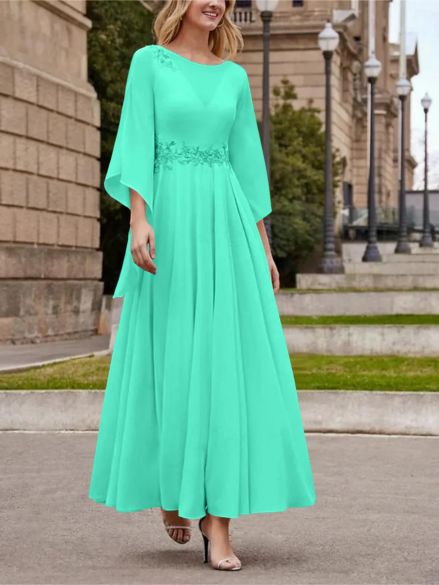 A-Line/Princess Jewel Neck 3/4 Length Sleeve Ankle-Length Mother of the Bride Dresses with Sequins - Image 50
