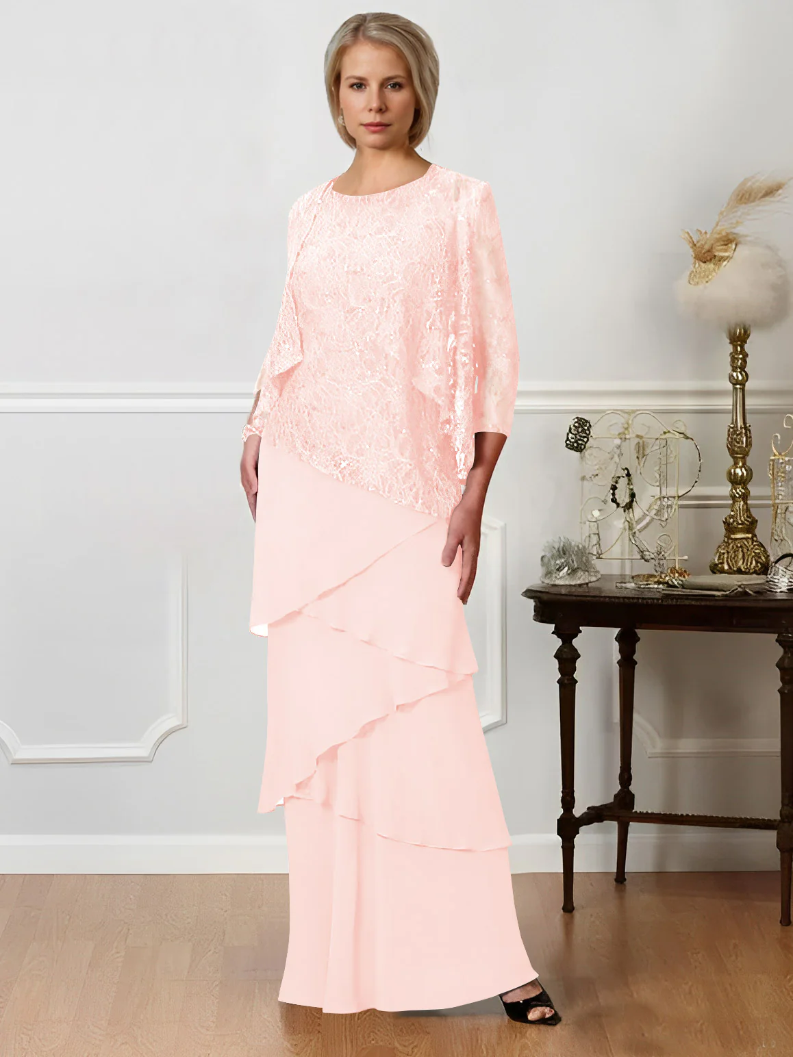 A-Line/Princess Jewel Neck Floor-Length Mother of the Bride Dresses - Image 38