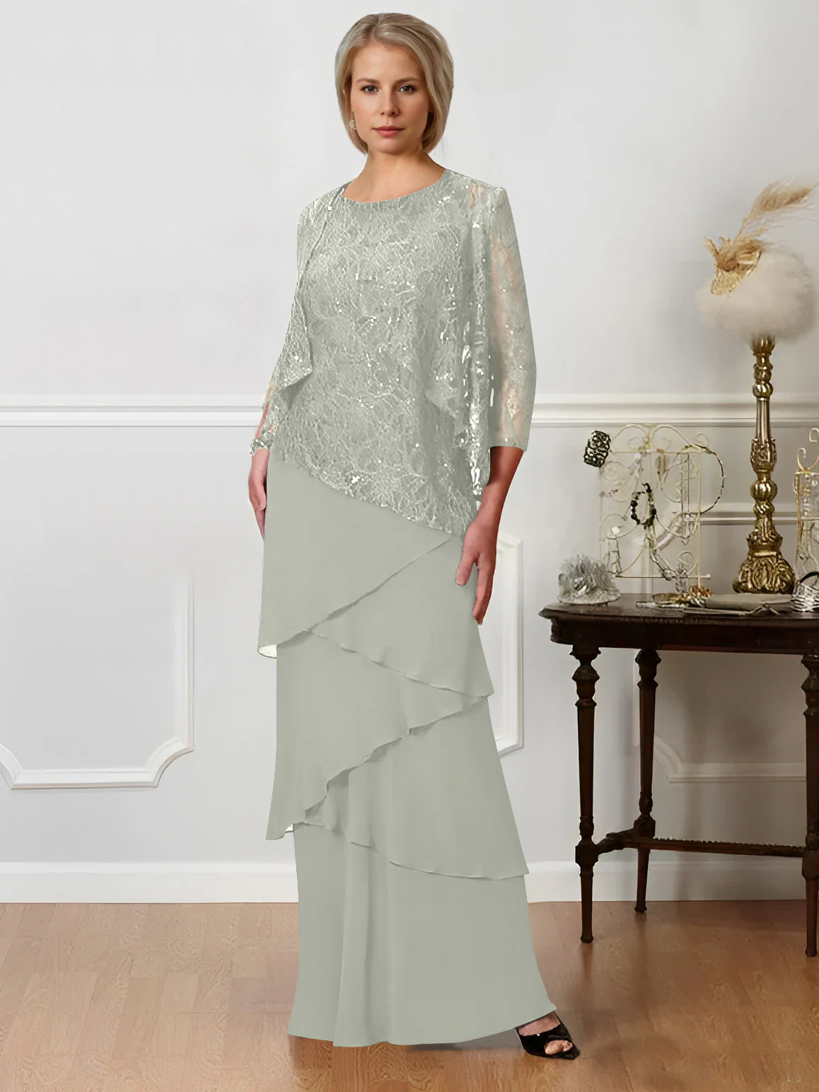 A-Line/Princess Jewel Neck Floor-Length Mother of the Bride Dresses - Image 43