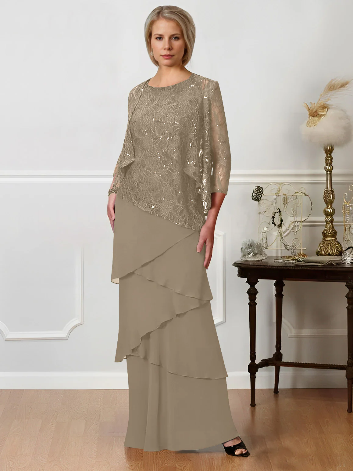 A-Line/Princess Jewel Neck Floor-Length Mother of the Bride Dresses - Image 47