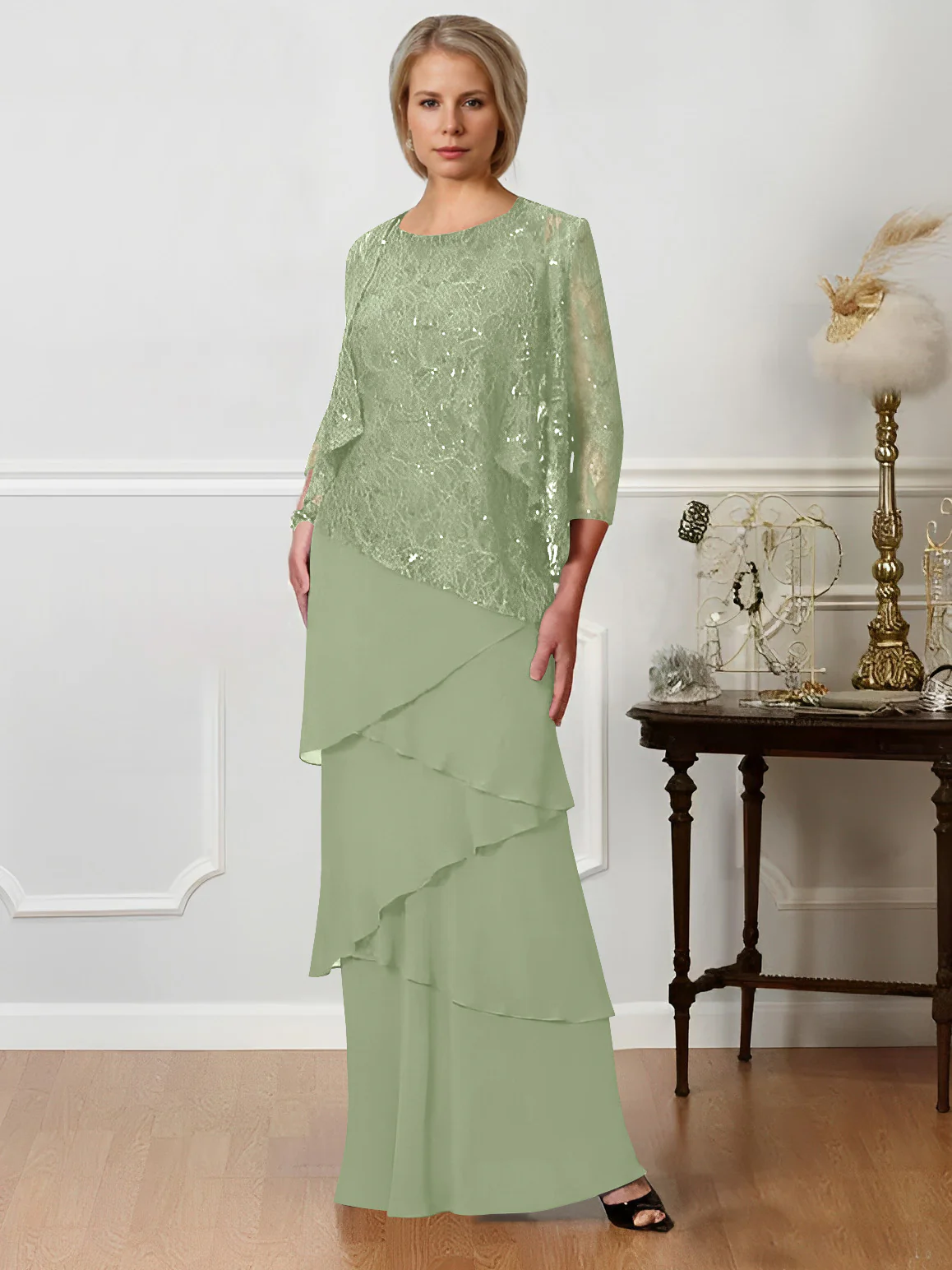 A-Line/Princess Jewel Neck Floor-Length Mother of the Bride Dresses - Image 55