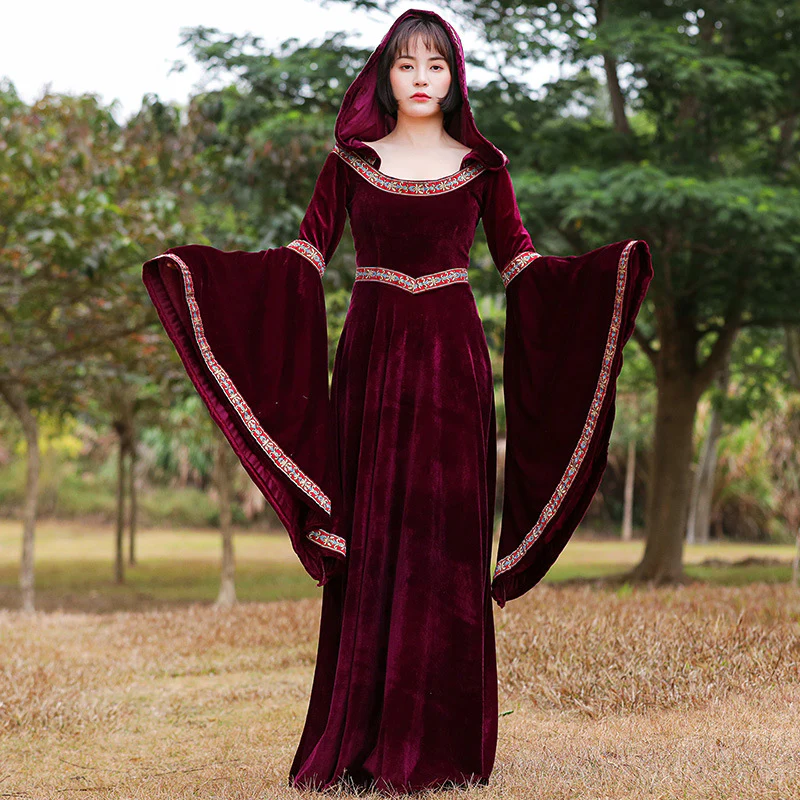 A-Line/Princess Jewel Neck Long Sleeves Floor-Length Halloween Performance Costumes Dress - Image 3