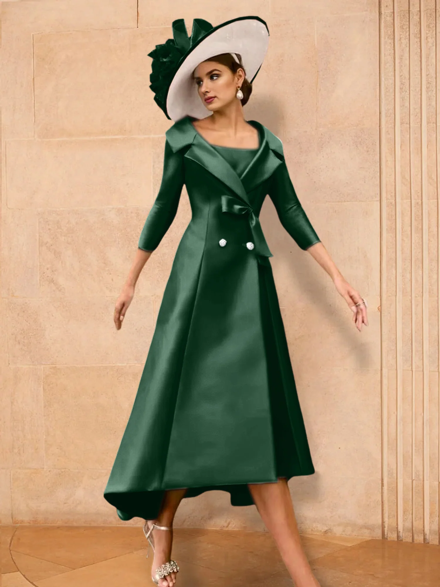A-Line/Princess Long Sleeves Mother of the Bride Dresses with Bowknot - Image 11
