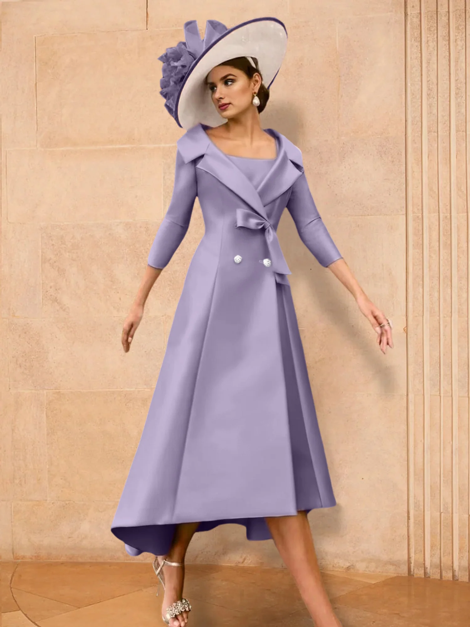A-Line/Princess Long Sleeves Mother of the Bride Dresses with Bowknot - Image 14