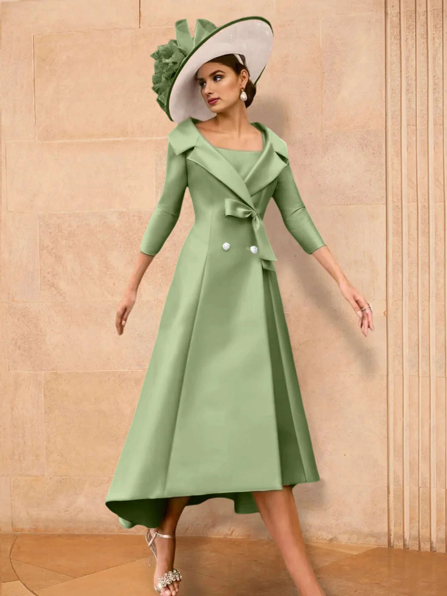 A-Line/Princess Long Sleeves Mother of the Bride Dresses with Bowknot - Image 16