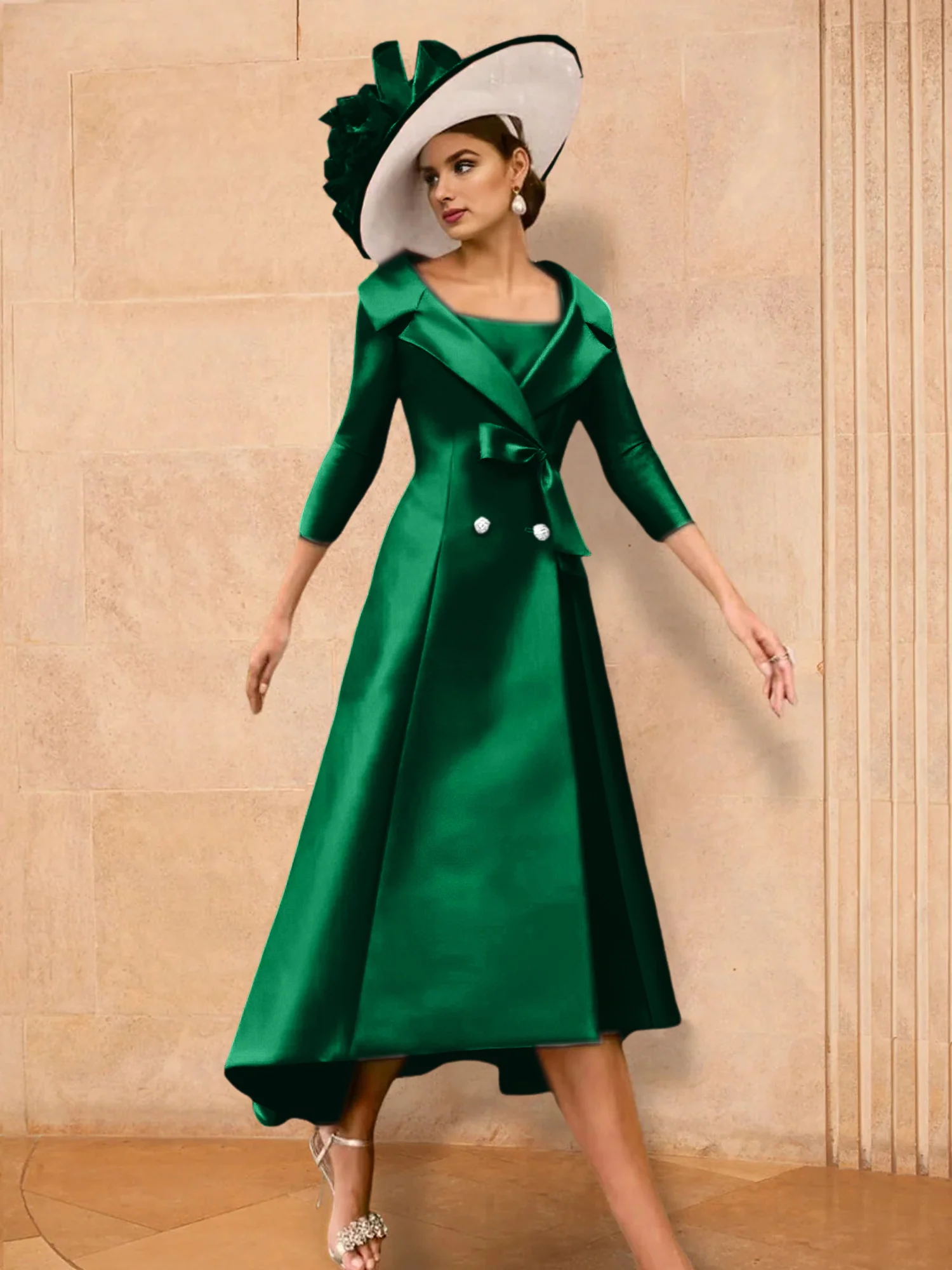 A-Line/Princess Long Sleeves Mother of the Bride Dresses with Bowknot - Image 17