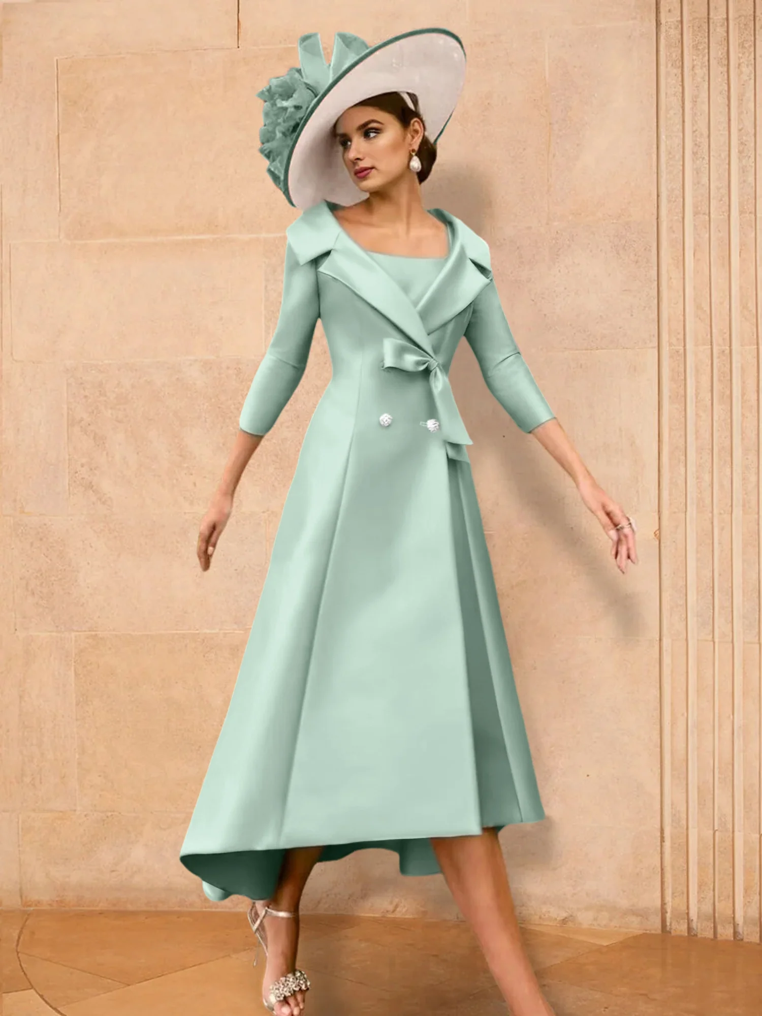 A-Line/Princess Long Sleeves Mother of the Bride Dresses with Bowknot - Image 18