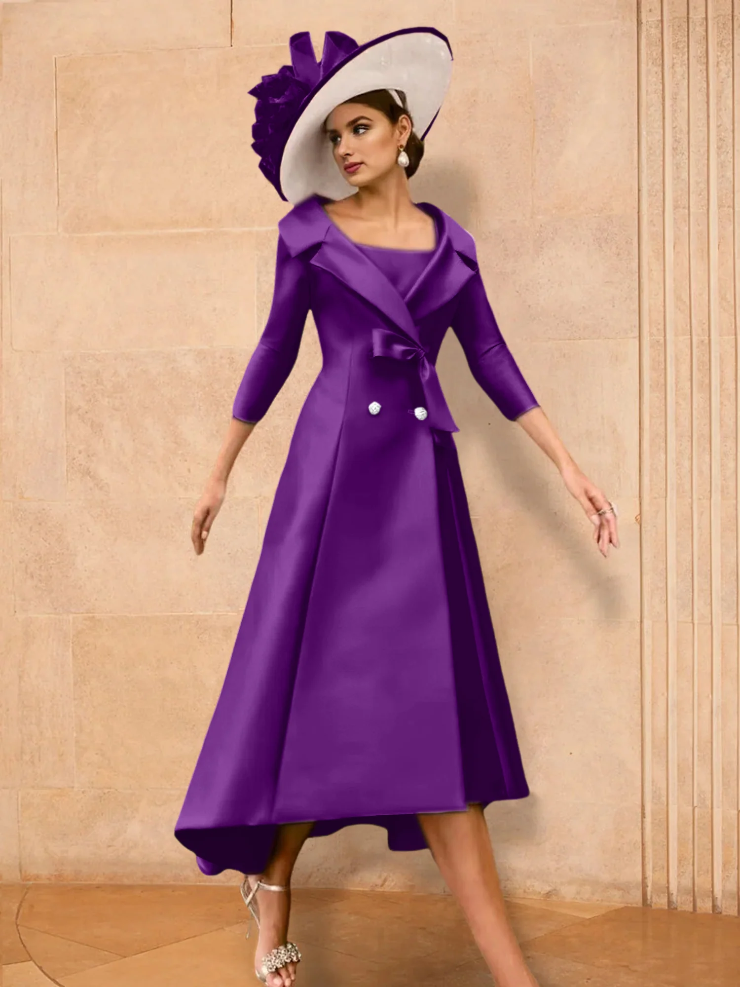 A-Line/Princess Long Sleeves Mother of the Bride Dresses with Bowknot - Image 22