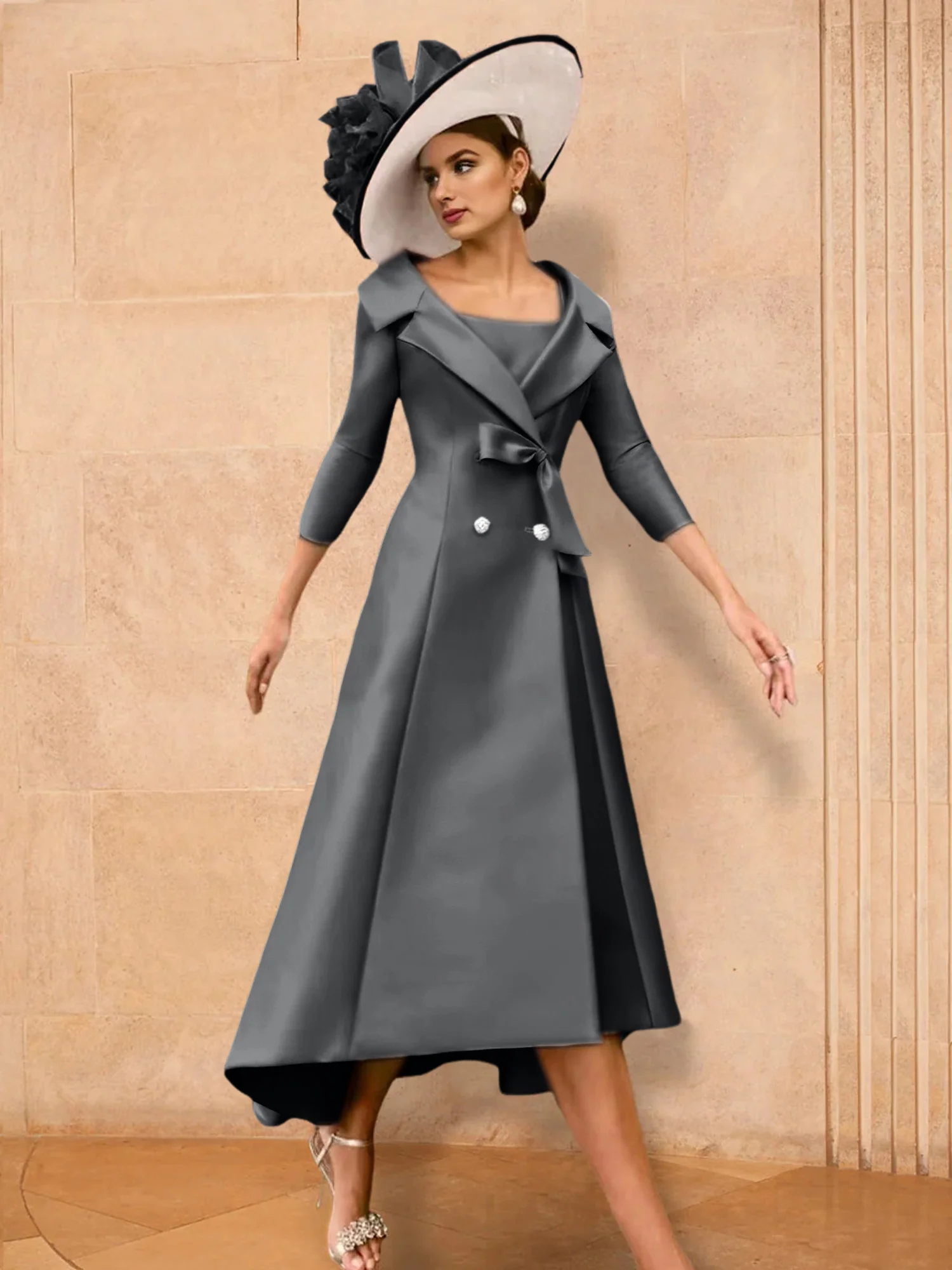 A-Line/Princess Long Sleeves Mother of the Bride Dresses with Bowknot - Image 23