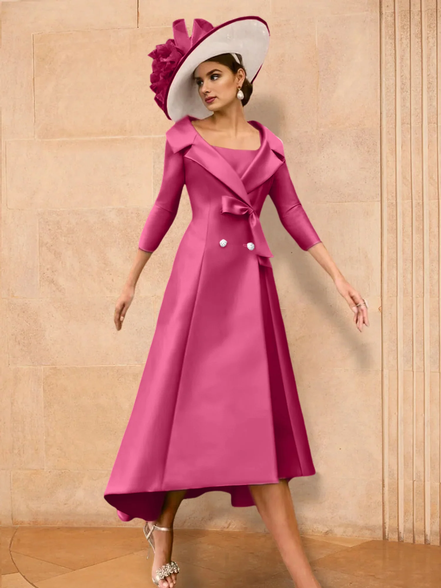 A-Line/Princess Long Sleeves Mother of the Bride Dresses with Bowknot - Image 25