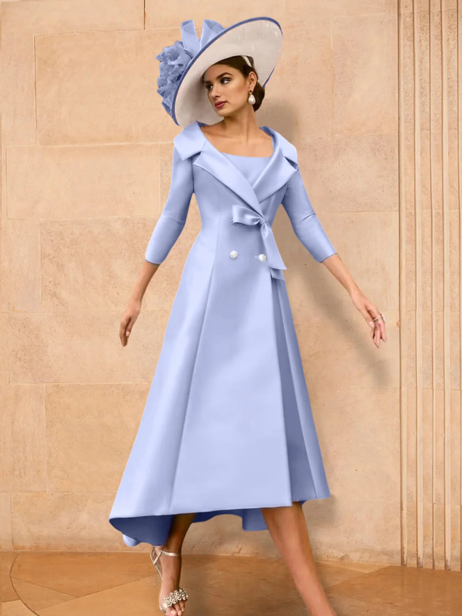 A-Line/Princess Long Sleeves Mother of the Bride Dresses with Bowknot - Image 27