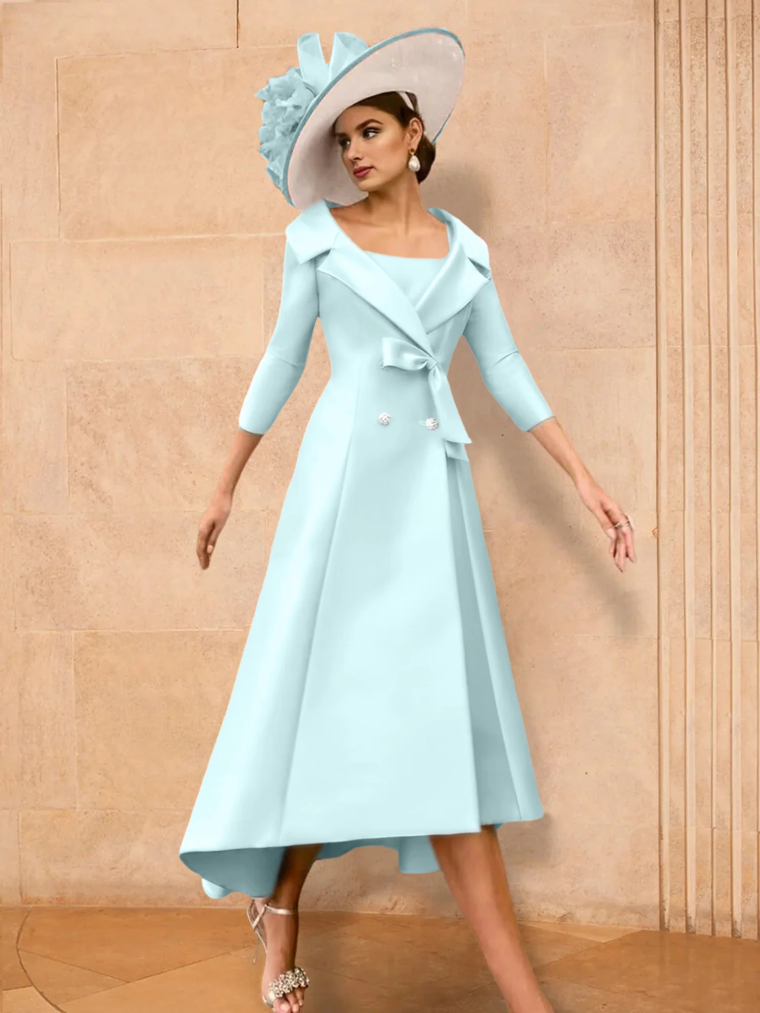 A-Line/Princess Long Sleeves Mother of the Bride Dresses with Bowknot - Image 28
