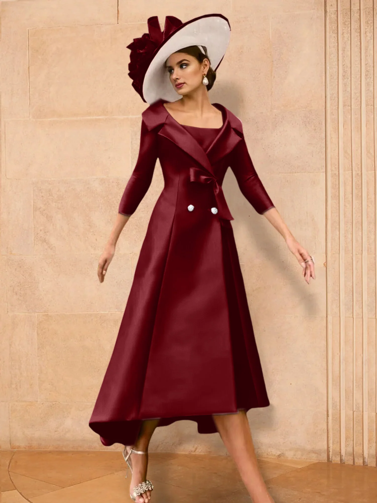 A-Line/Princess Long Sleeves Mother of the Bride Dresses with Bowknot - Image 29