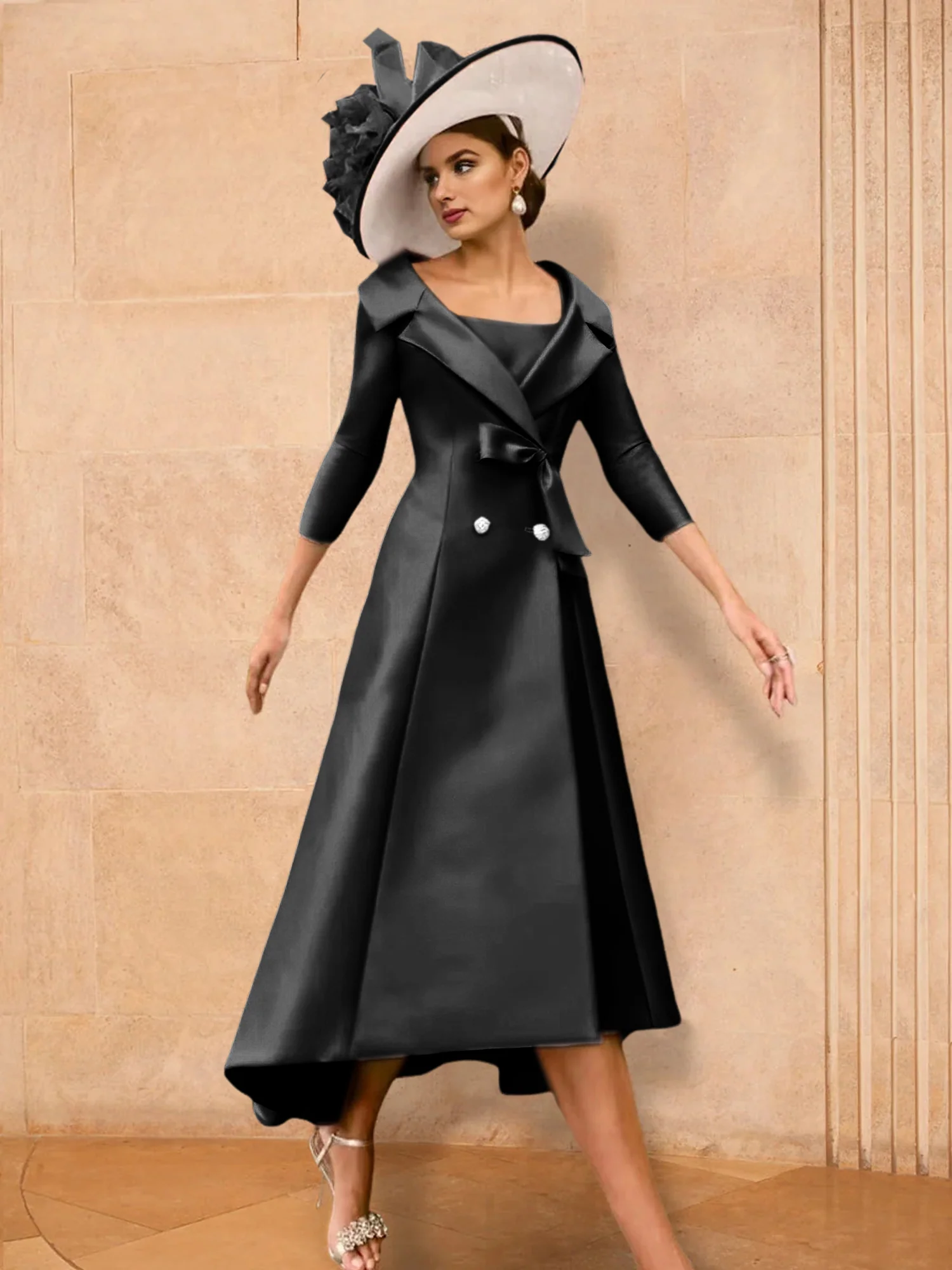 A-Line/Princess Long Sleeves Mother of the Bride Dresses with Bowknot - Image 3