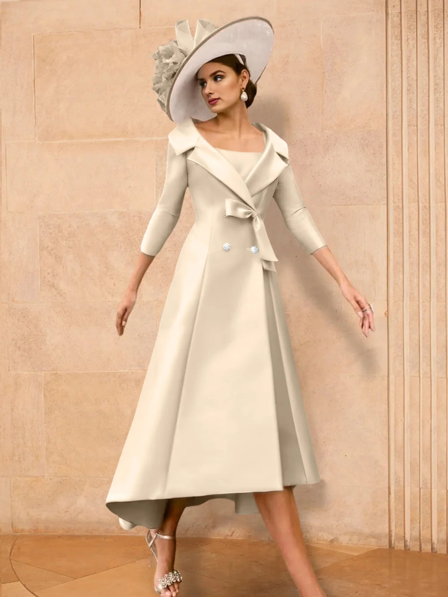 A-Line/Princess Long Sleeves Mother of the Bride Dresses with Bowknot - Image 30