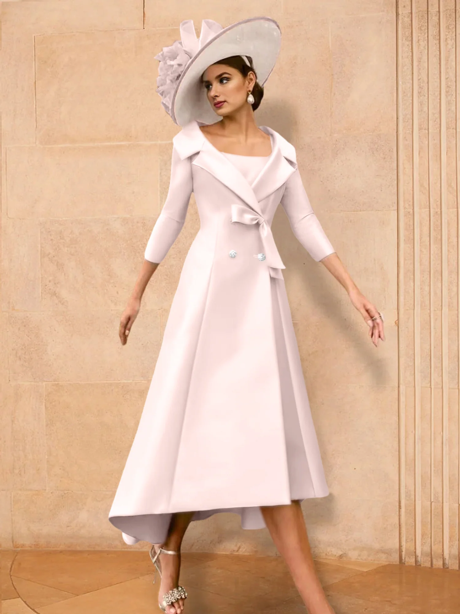 A-Line/Princess Long Sleeves Mother of the Bride Dresses with Bowknot - Image 31