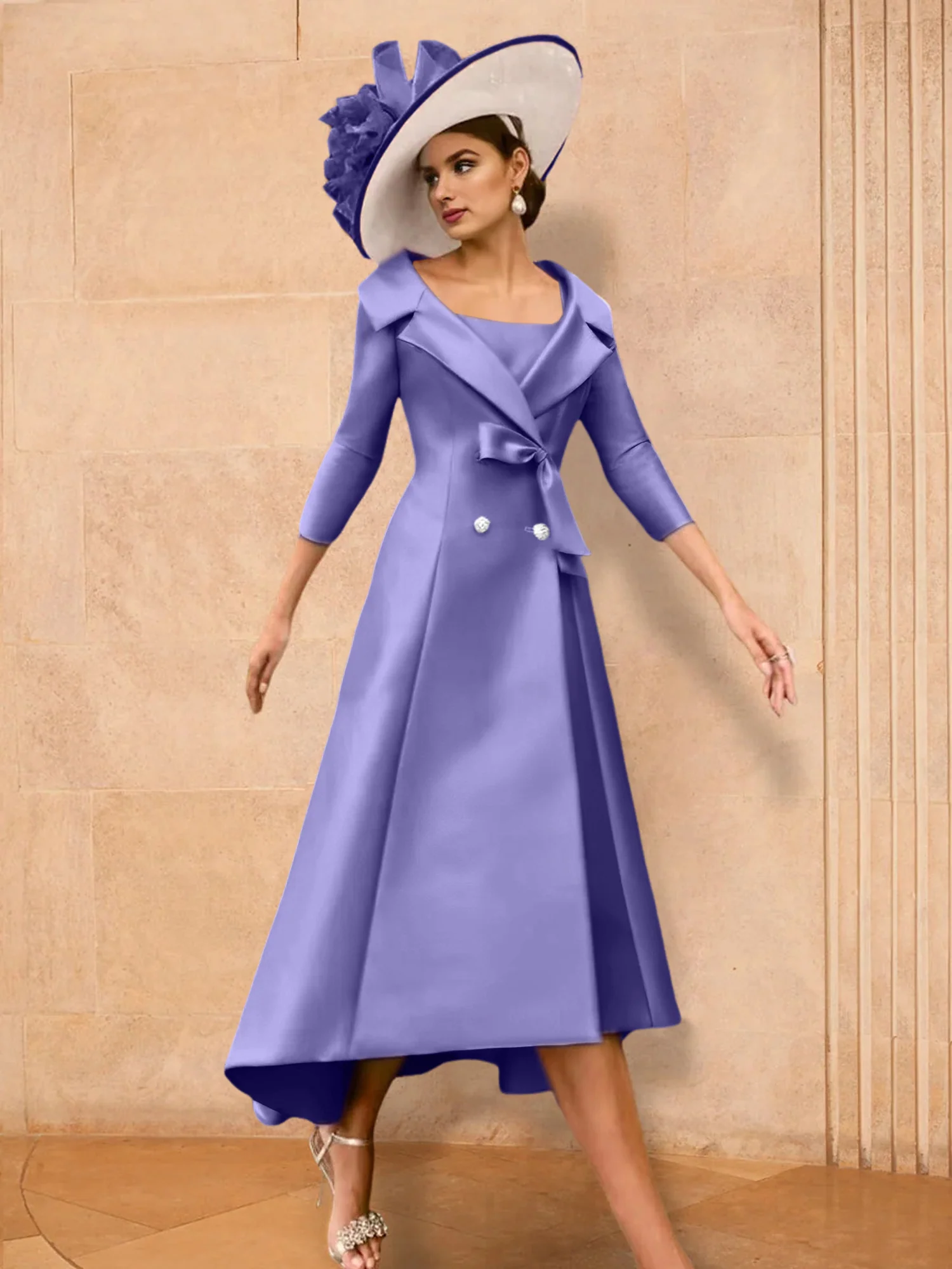 A-Line/Princess Long Sleeves Mother of the Bride Dresses with Bowknot - Image 32