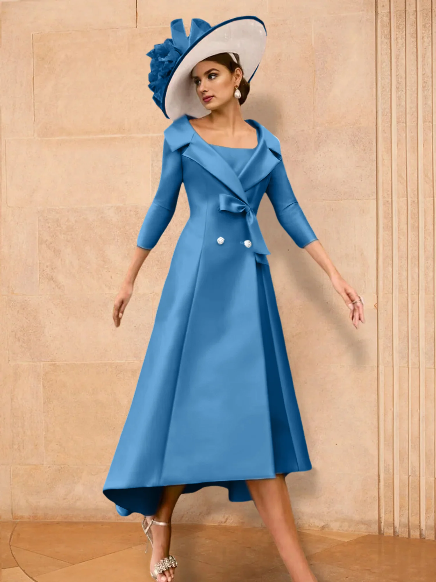 A-Line/Princess Long Sleeves Mother of the Bride Dresses with Bowknot - Image 33