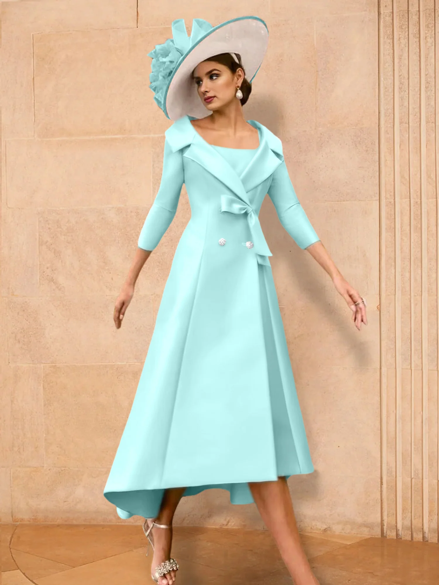 A-Line/Princess Long Sleeves Mother of the Bride Dresses with Bowknot - Image 34
