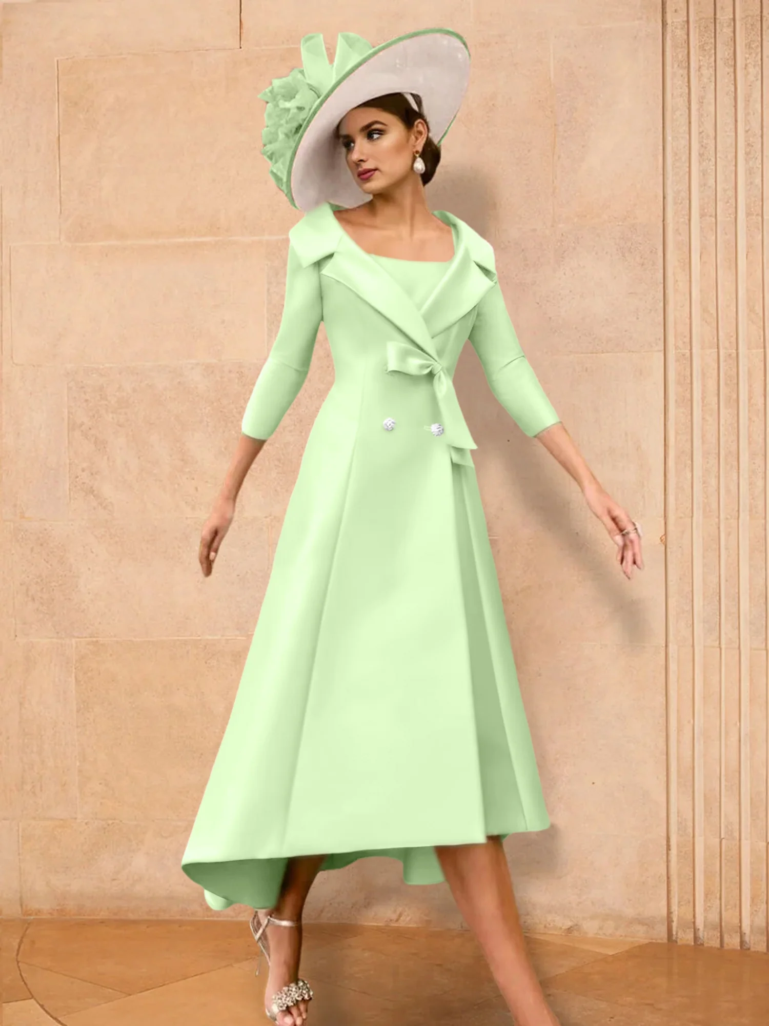 A-Line/Princess Long Sleeves Mother of the Bride Dresses with Bowknot - Image 37
