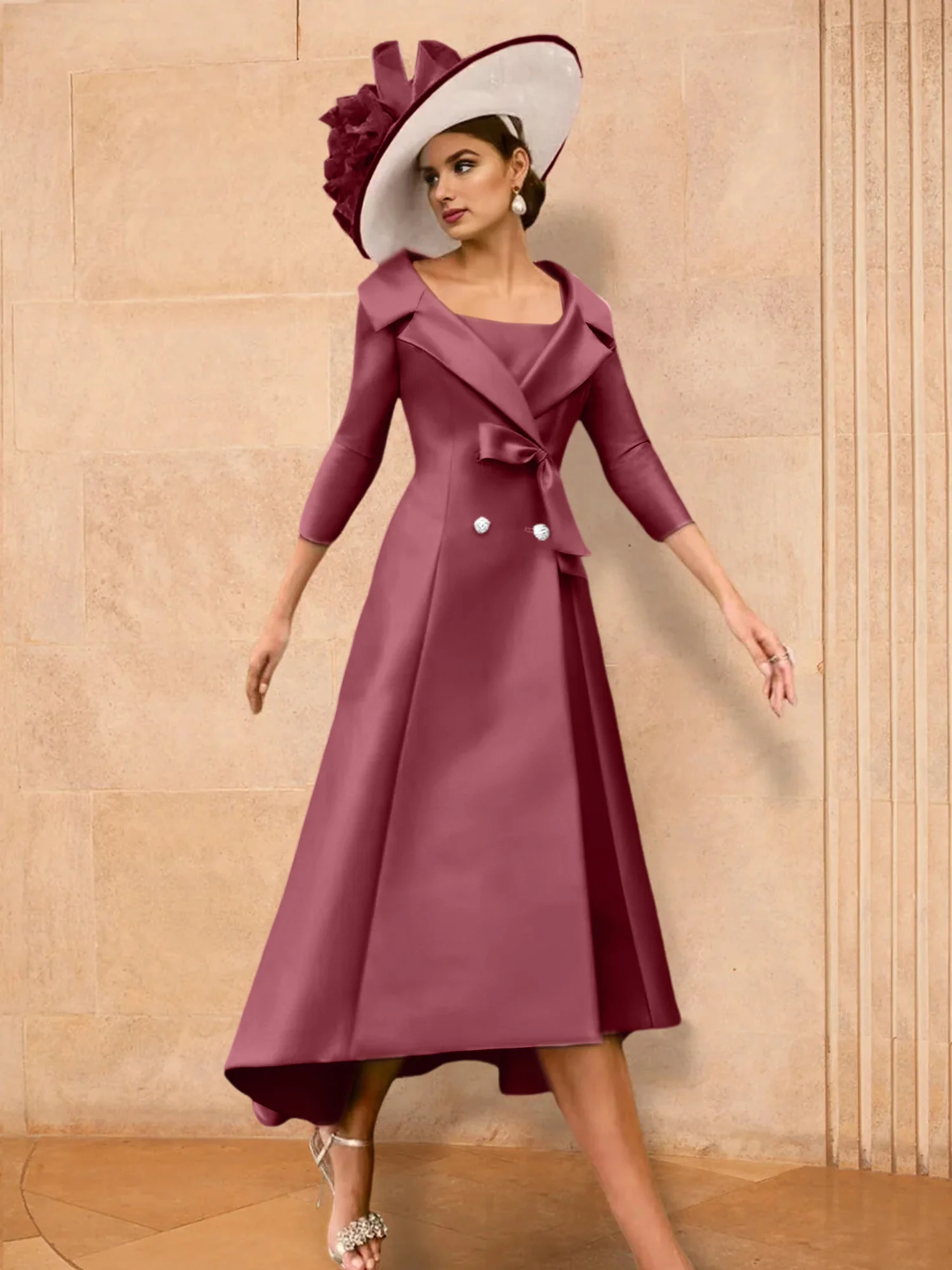 A-Line/Princess Long Sleeves Mother of the Bride Dresses with Bowknot - Image 39