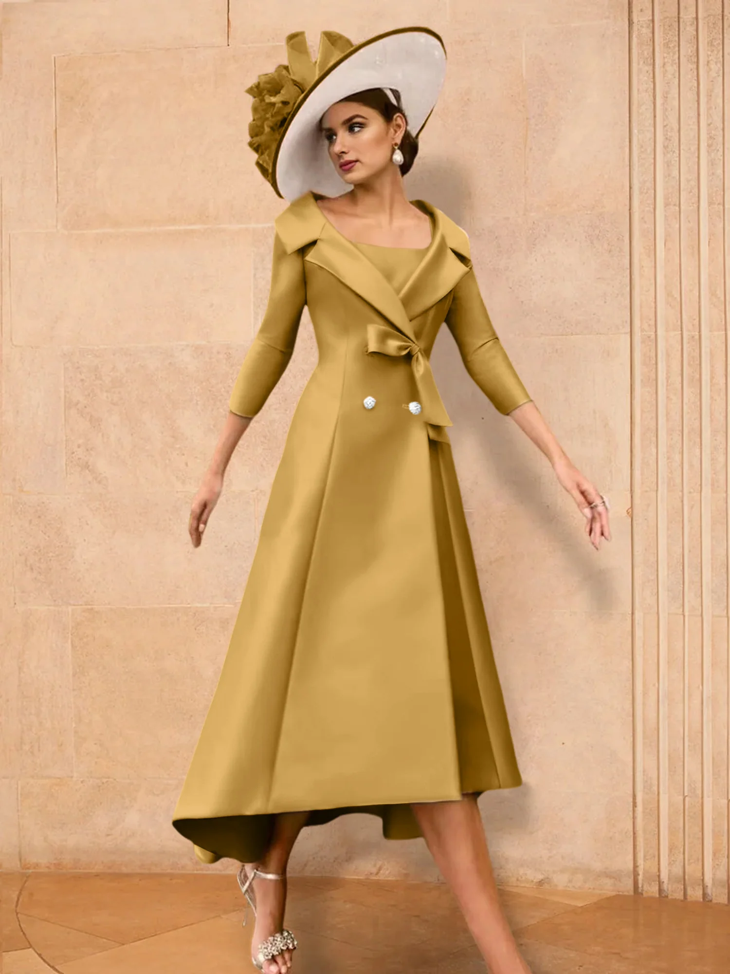 A-Line/Princess Long Sleeves Mother of the Bride Dresses with Bowknot - Image 40