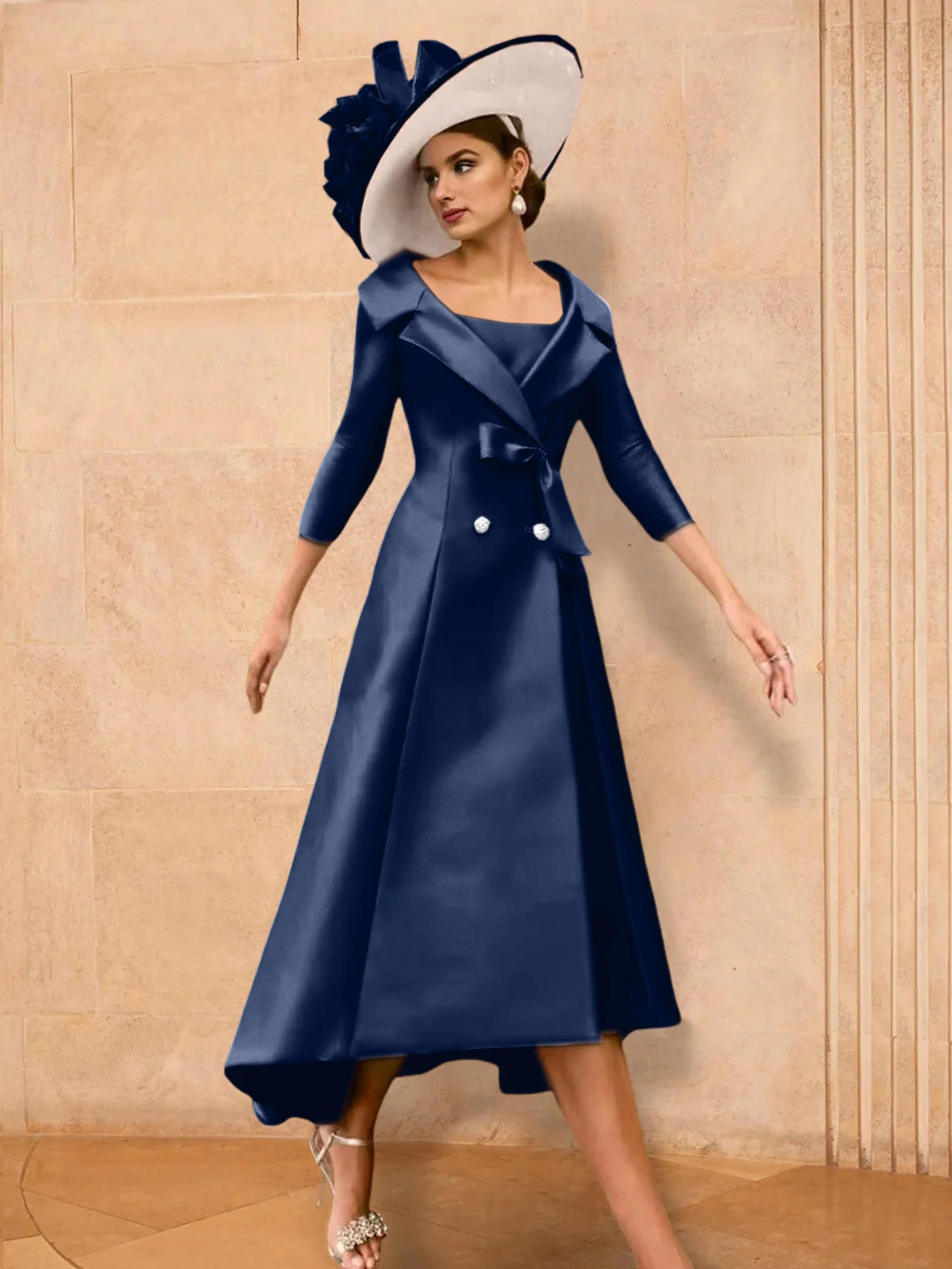 A-Line/Princess Long Sleeves Mother of the Bride Dresses with Bowknot - Image 41