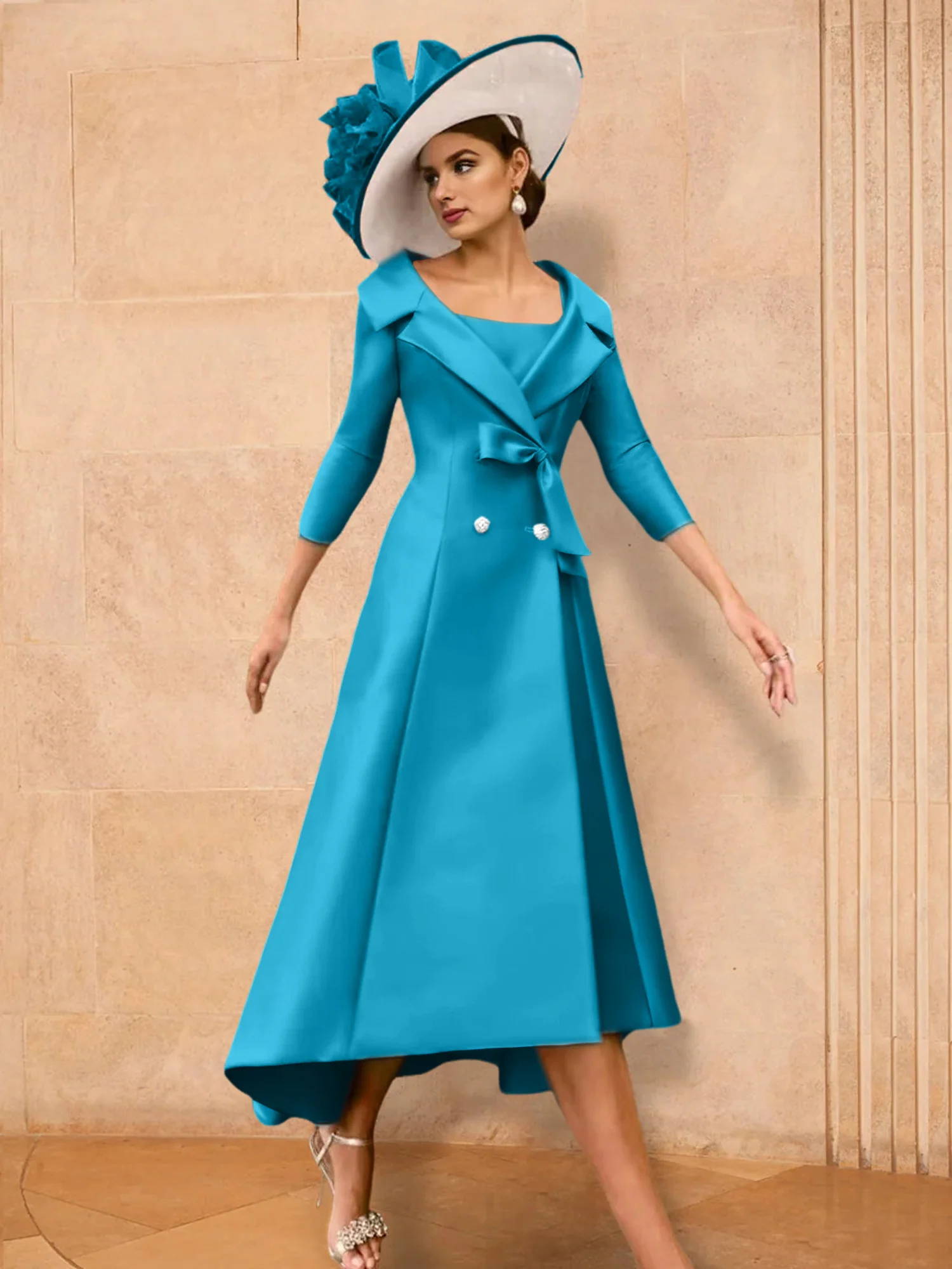 A-Line/Princess Long Sleeves Mother of the Bride Dresses with Bowknot - Image 42