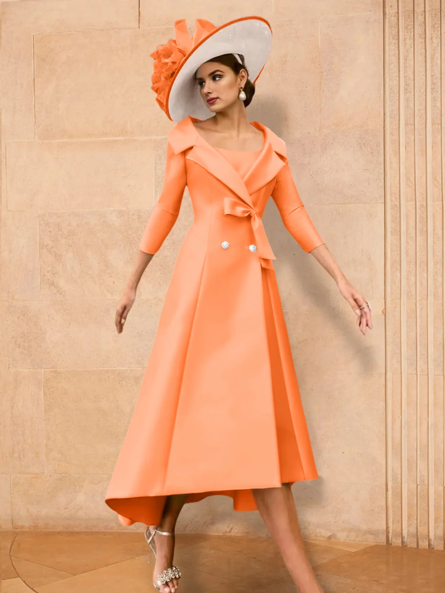 A-Line/Princess Long Sleeves Mother of the Bride Dresses with Bowknot - Image 44