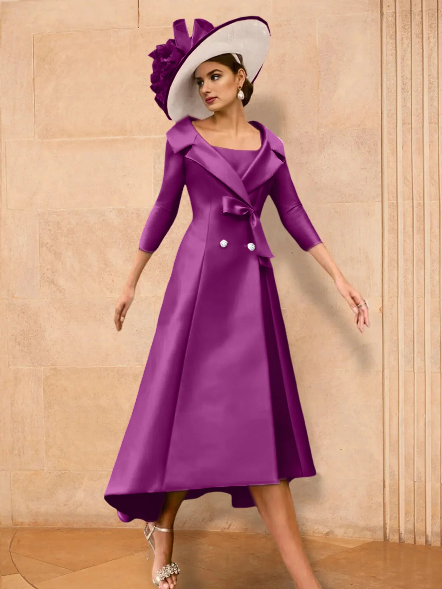 A-Line/Princess Long Sleeves Mother of the Bride Dresses with Bowknot - Image 45