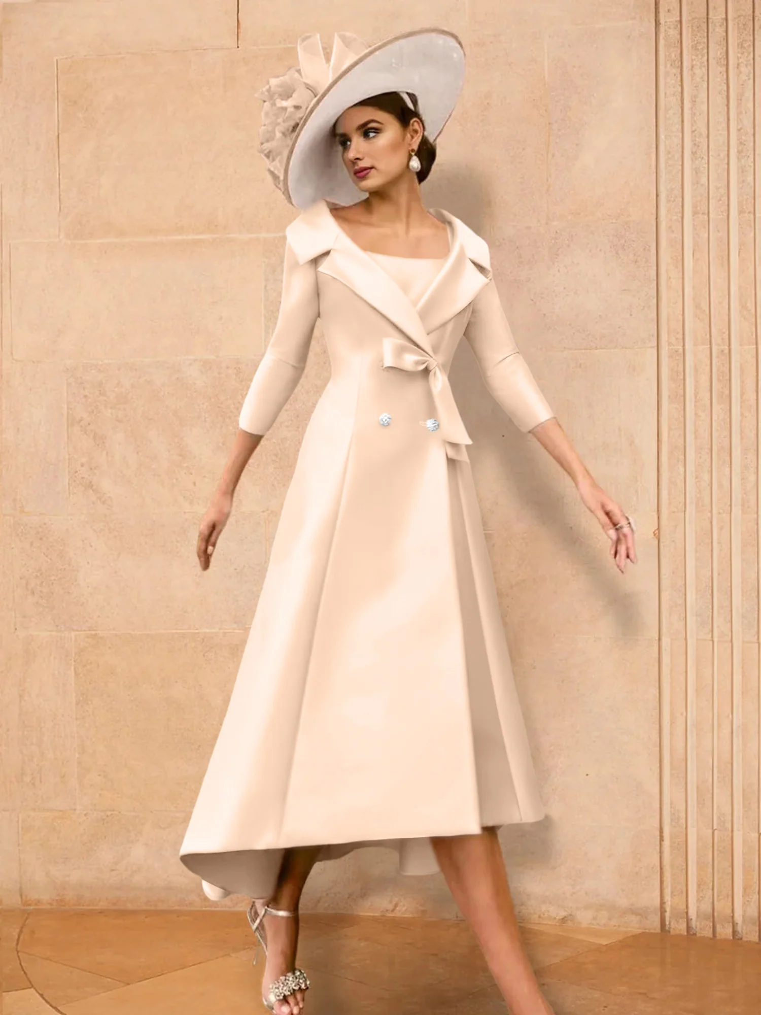 A-Line/Princess Long Sleeves Mother of the Bride Dresses with Bowknot - Image 46