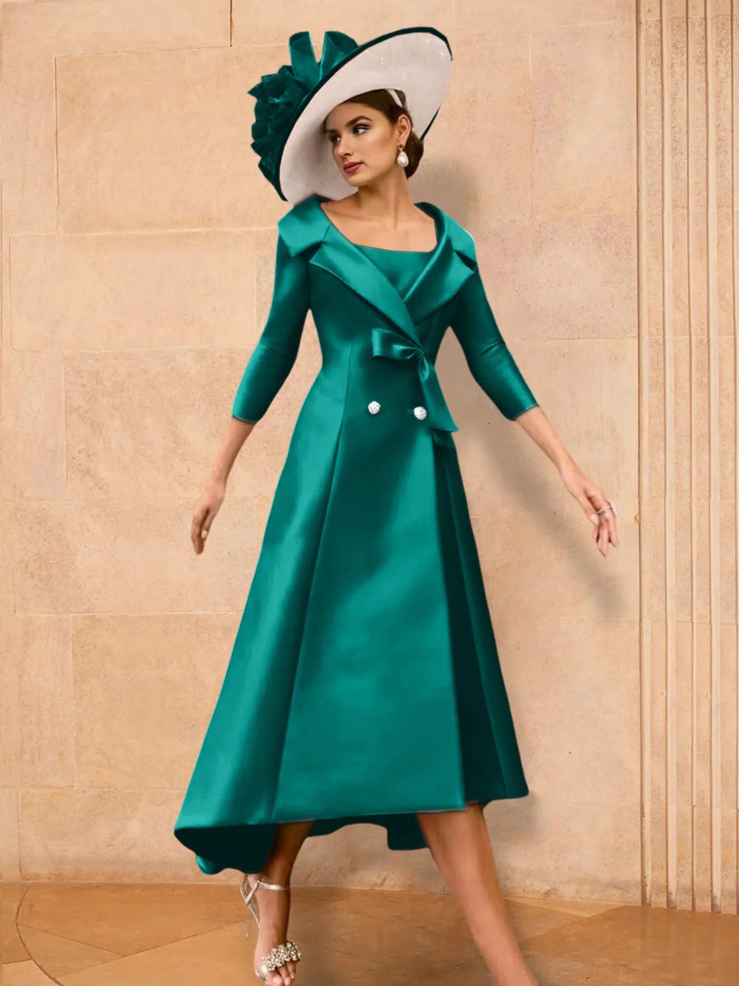 A-Line/Princess Long Sleeves Mother of the Bride Dresses with Bowknot - Image 47