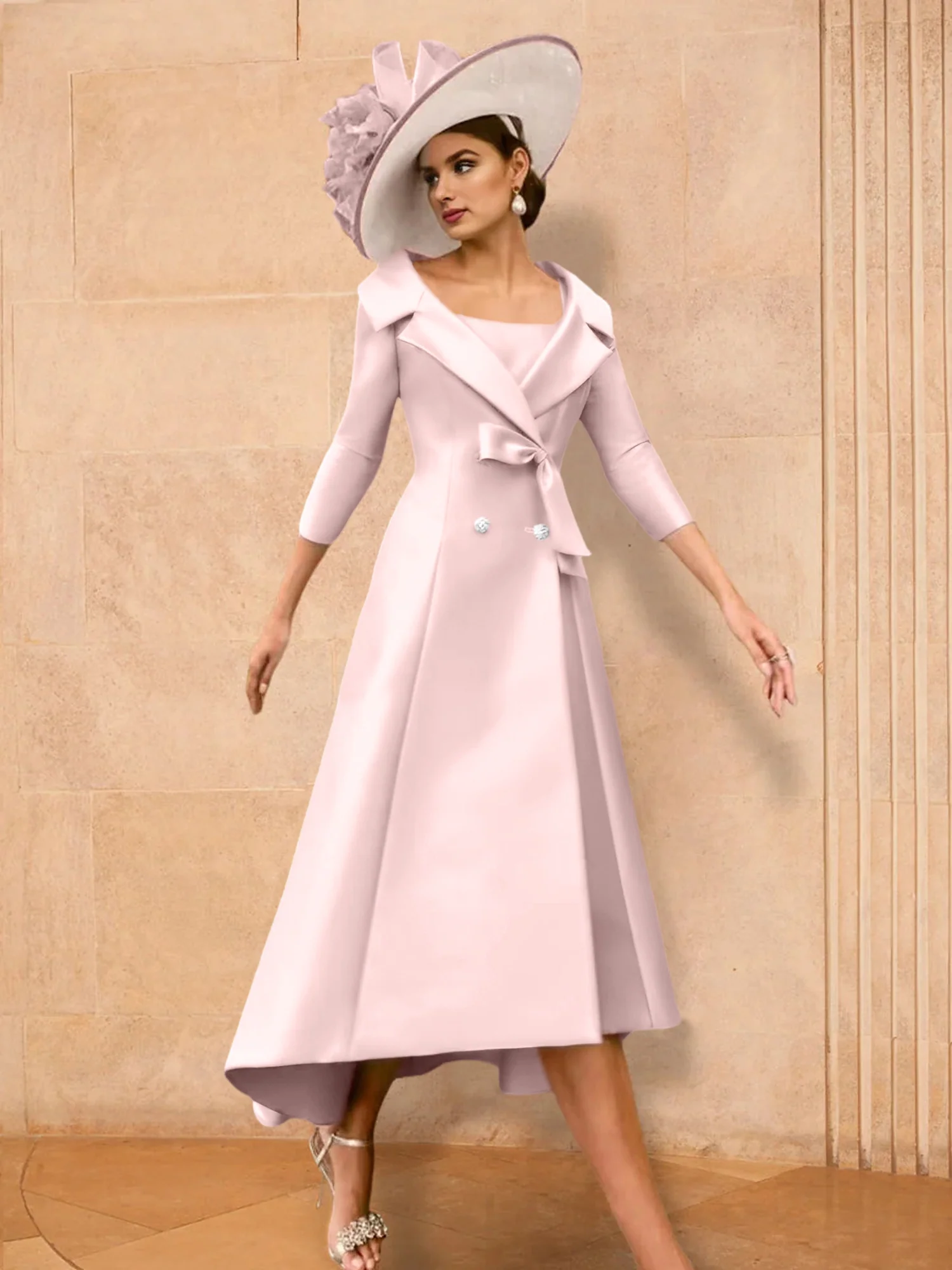 A-Line/Princess Long Sleeves Mother of the Bride Dresses with Bowknot - Image 49