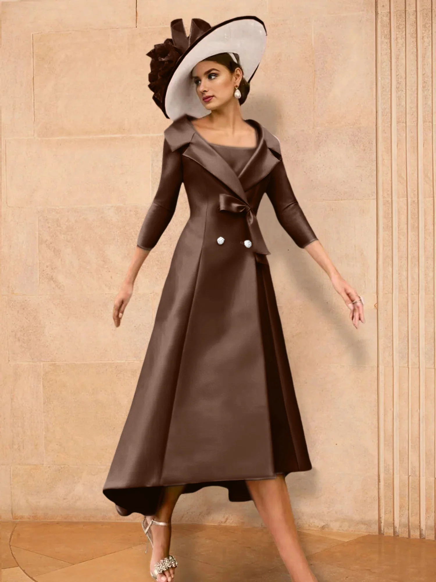 A-Line/Princess Long Sleeves Mother of the Bride Dresses with Bowknot - Image 5
