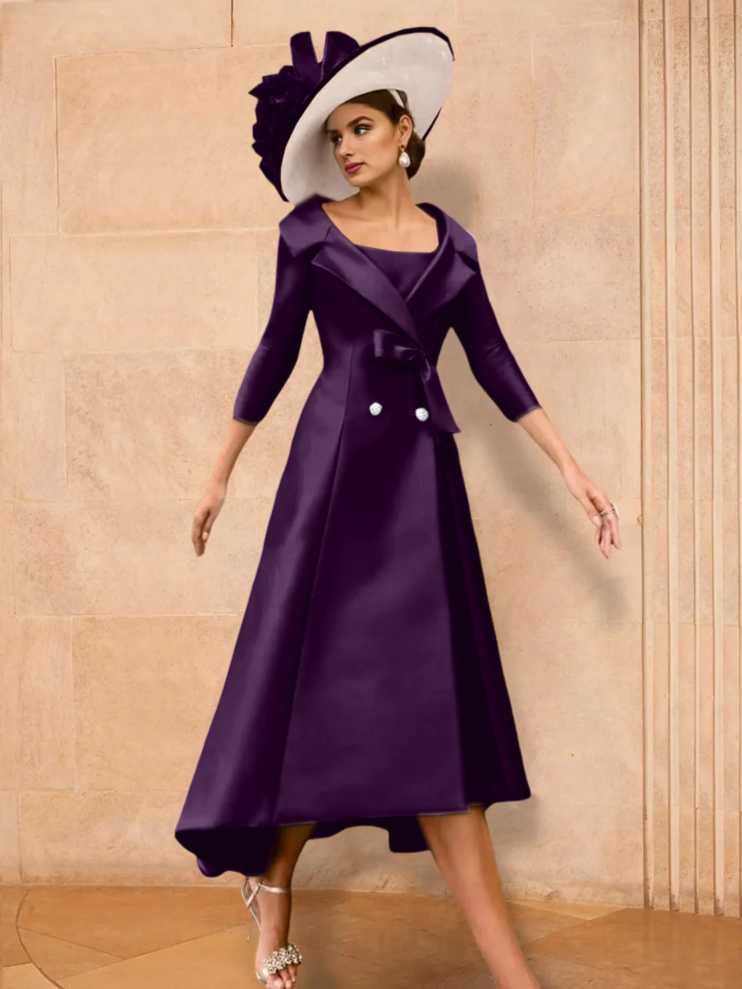 A-Line/Princess Long Sleeves Mother of the Bride Dresses with Bowknot - Image 50