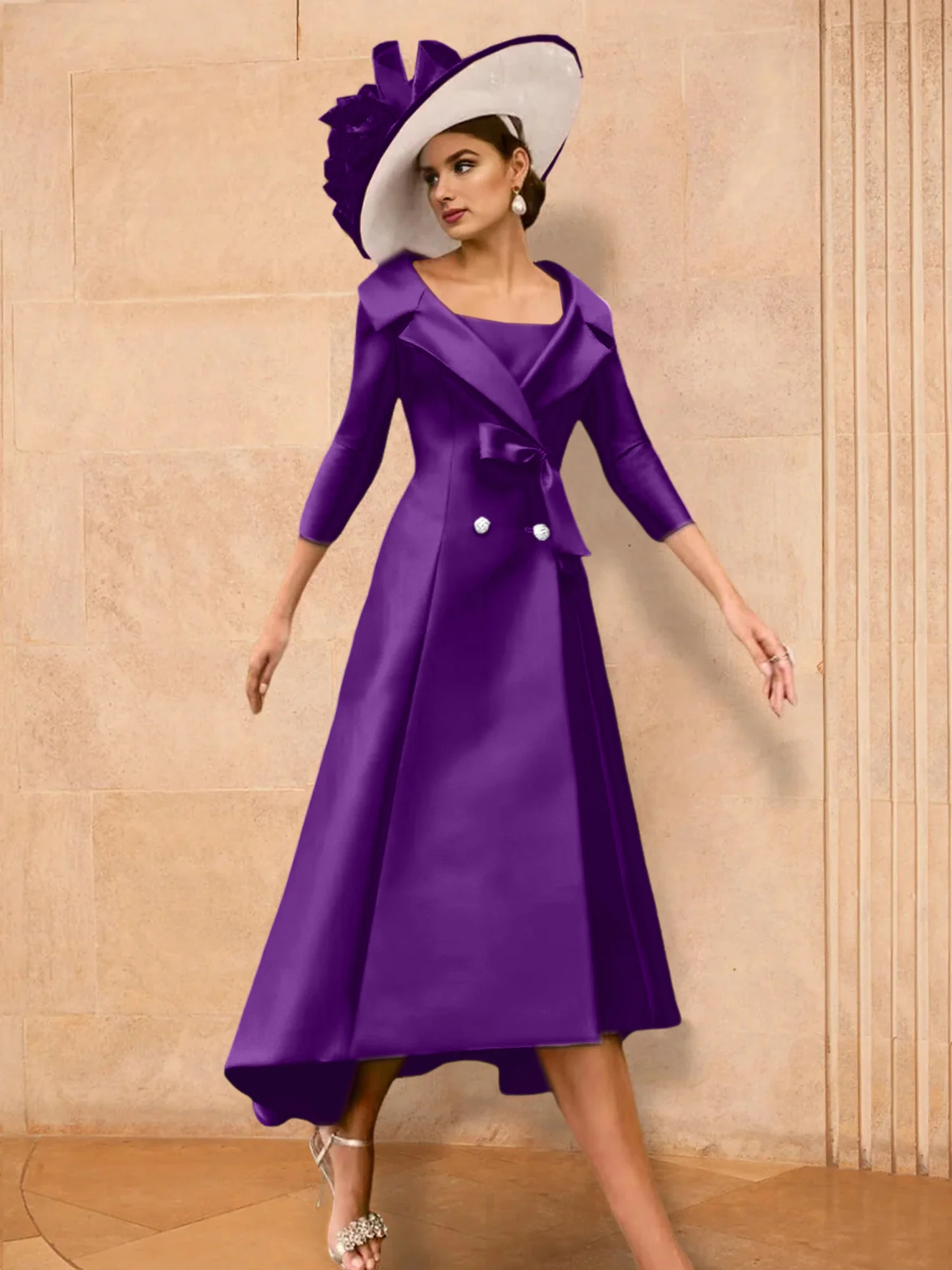 A-Line/Princess Long Sleeves Mother of the Bride Dresses with Bowknot - Image 51