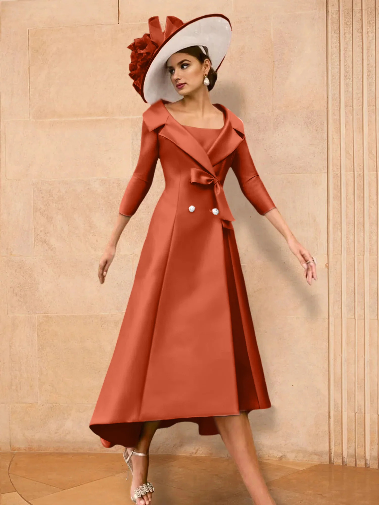 A-Line/Princess Long Sleeves Mother of the Bride Dresses with Bowknot - Image 54