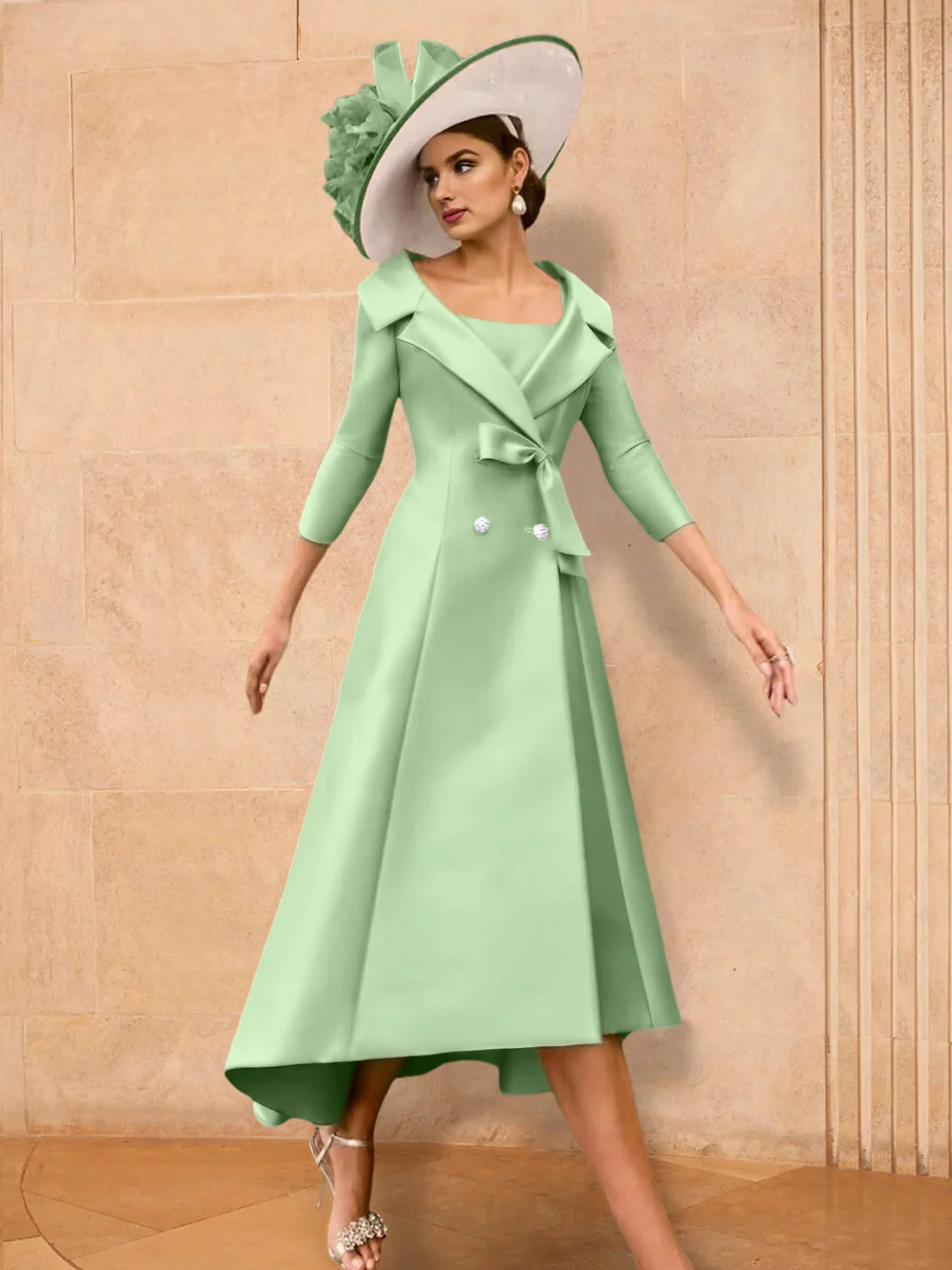 A-Line/Princess Long Sleeves Mother of the Bride Dresses with Bowknot - Image 55