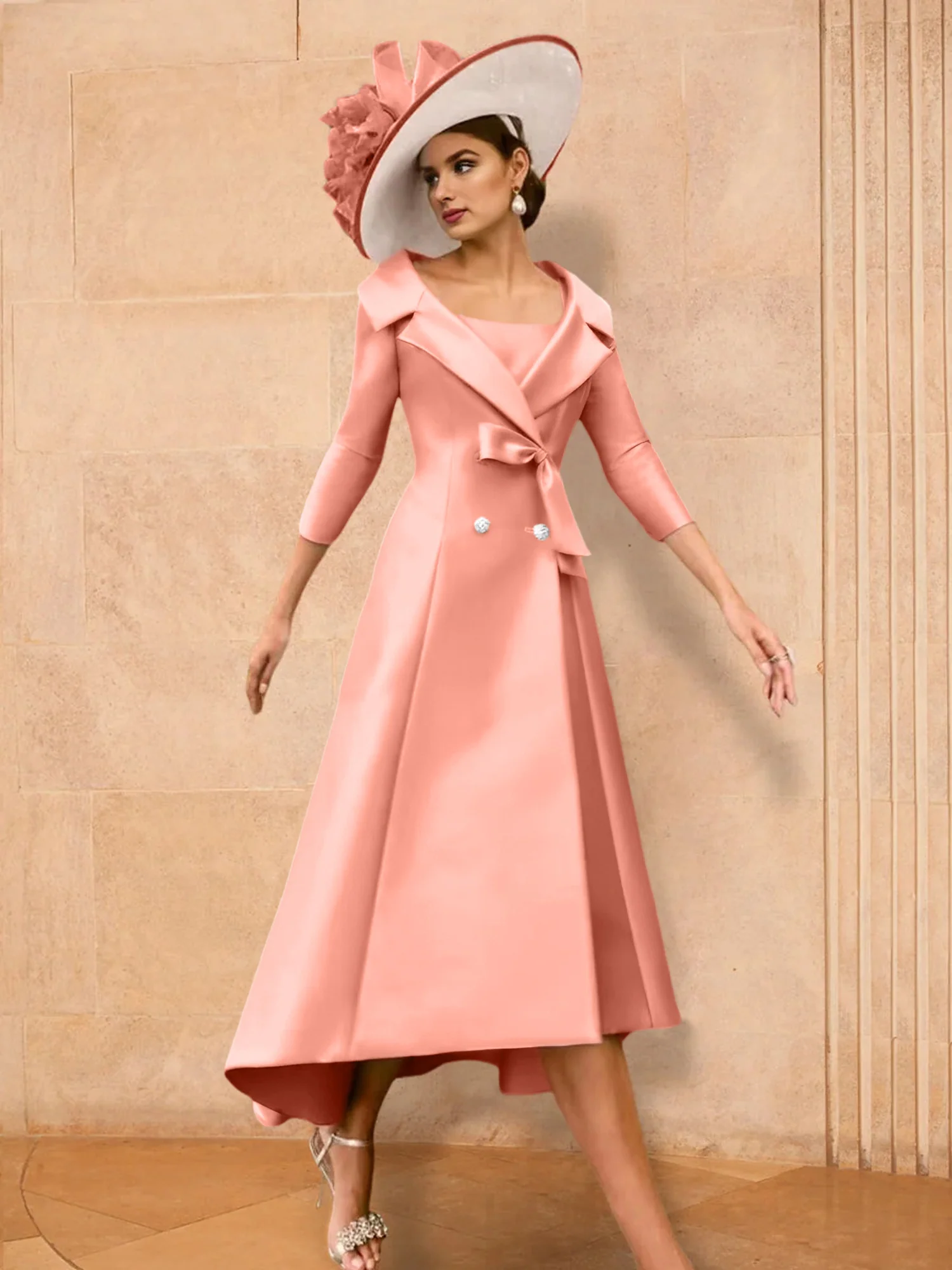 A-Line/Princess Long Sleeves Mother of the Bride Dresses with Bowknot - Image 56